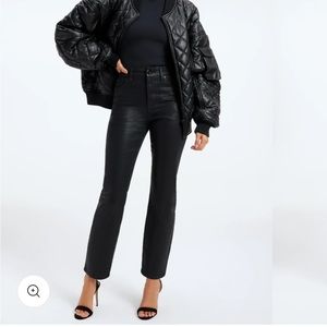 Good American Good Classic Jeans, coated black, size 27